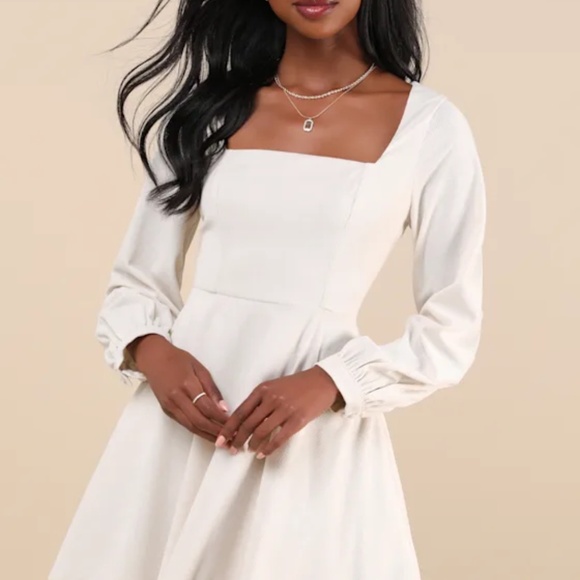 Lulus Daily Affection Beige Corduroy Mini Dress With Pockets - Size S - Picture 3 of 5